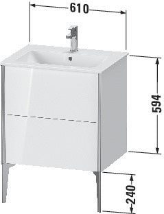 Duravit Waschtischunterbau XVIU 610x834x480mm 2 Auszüge Nussbaum mitte