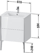 Duravit Waschtischunterbau XVIU 610x834x480mm 2 Auszüge Nussbaum mitte