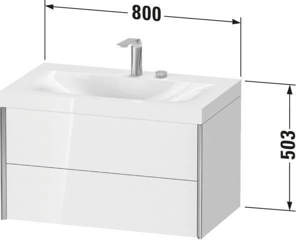 DURAVIT XViu c-bonded Waschtischset 800 mm wandhängend mit 2 Schubkästen und Tip-on-Technik