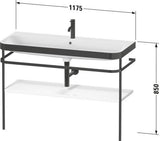 Duravit Happy D.2 c-bonded Waschtischset 1175 mm mit Metallkonsole, weiß