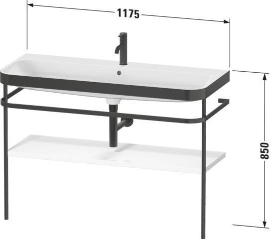 DURAVIT Happy D.2 c-bonded Waschtischset 1175 mm Nussbaum gebürstet mit Metallkonsole und 2 Hahnlöchern