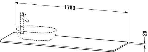 DURAVIT Luv Quarzsteinkonsole 1783 mm mit 1 Ausschnitt – Sand Struktur, Wandmontage