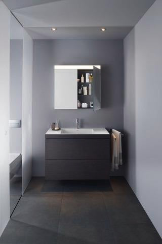 Duravit L-Cube c-bonded Waschtischset 800 mm mit Vero Air Becken, 2 Schubkästen, Schwarz Hochglanz