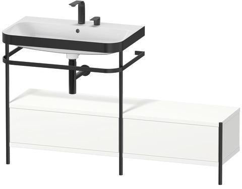 Duravit Waschtischset Happy D.2 Plus 1400x490mm ein Hahnloch taupe supermatt mit Metallkonsole
