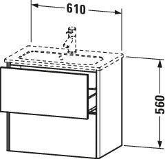 DURAVIT XSquare Waschtischunterbau 610 mm graphit matt mit 2 Schubkästen, Tip-On & Soft-Close