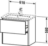 DURAVIT XSquare Waschtischunterbau 610 mm graphit matt mit 2 Schubkästen, Tip-On & Soft-Close