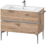 Duravit Sivida Waschtischunterbau 1010 mm bodenstehend, 2 Schubkästen, Soft-Close, Weiß Matt/Chrom