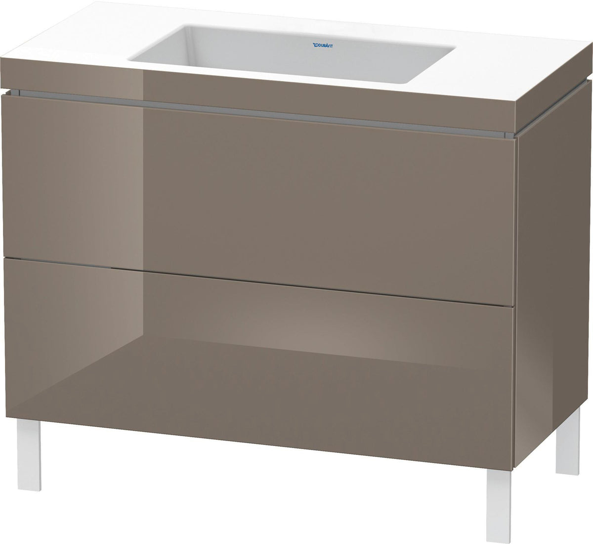 DURAVIT L-Cube c-bonded Waschtischset 1000 mm Flannel Grey Hochglanz mit Vero Air Waschtisch und 2 Auszügen