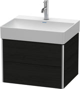 DURAVIT XSquare Waschtischunterbau 584 mm Eiche Schwarz, 2 Schubkästen, wandhängend