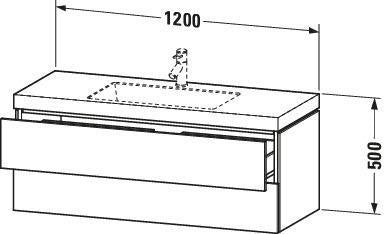 DURAVIT L-Cube c-bonded Waschtischset 1200 mm Graphit Matt mit Vero Air Waschtisch und 2 Schubkästen