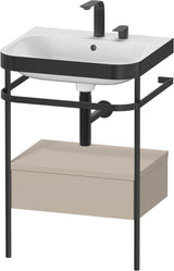 DURAVIT Happy D.2 c-bonded Waschtischset mit Metallkonsole, 575 mm, Weiß