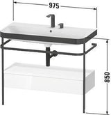 DURAVIT Happy D.2 c-bonded Waschtischset 975 mm mit Metallkonsole, Schubkasten & weißem Finish