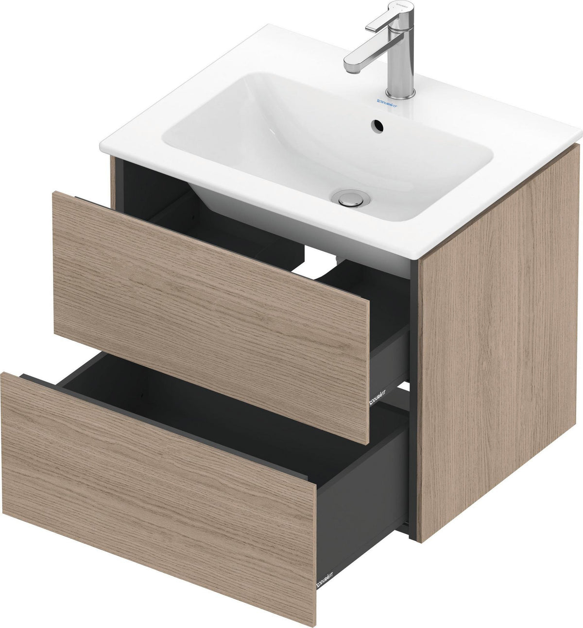 Duravit L-Cube Waschtischunterbau 481x620x550 mm, 2 Schubkästen, Amerikanisch Nussbaum – Wandhängend