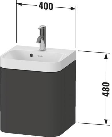 DURAVIT Happy D.2 Waschtischset 400 mm wandhängend, Steingrau Seidenmatt, 1 Tür rechts