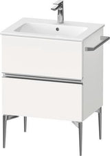 Duravit Sivida Waschtischunterbau 610 mm bodenstehend mit 2 Schubkästen – Chrom/Weiß Matt