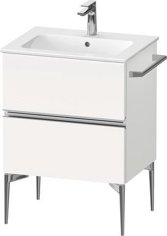 Duravit Sivida Waschtischunterbau 610 mm bodenstehend mit 2 Schubkästen – Chrom/Weiß Matt