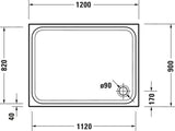 DURAVIT D-Code Duschwanne 1000x700 mm Weiß Sanitäracryl rechteckig