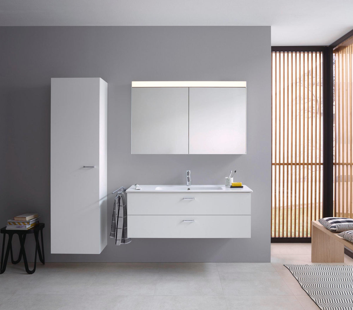 DURAVIT ME by Starck Möbelwaschtisch 1230 mm Weiß Seidenmatt mit Überlauf und 1 Hahnloch