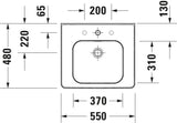 DURAVIT Waschtisch Soleil by Starck 550 mm Weiß mit Überlauf, 1 Hahnloch, Wandhängend