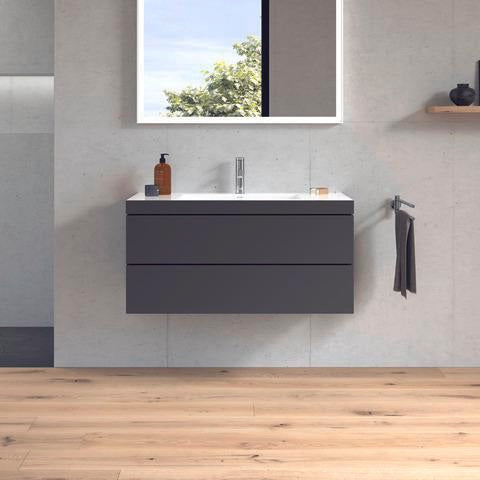 DURAVIT L-Cube c-bonded Waschtischset 1000 mm mit Vero Air, 2 Schubkästen, Graphit Matt – Wandhängend