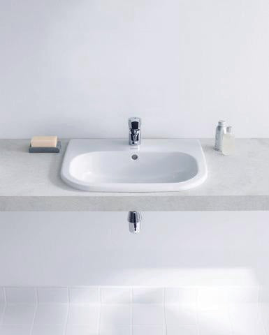 DURAVIT D-Code Einbauwaschtisch 545 mm weiß mit Überlauf und 1 Hahnloch – Sanitärkeramik