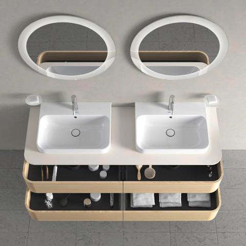 DURAVIT Happy D.2 Plus Konsole 1600 mm taupe supermatt – 2 Ausschnitte, 16 mm