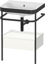 Duravit Happy D.2 c-bonded Waschtischset mit Metallkonsole, 575 mm, Weiß Seidenmatt