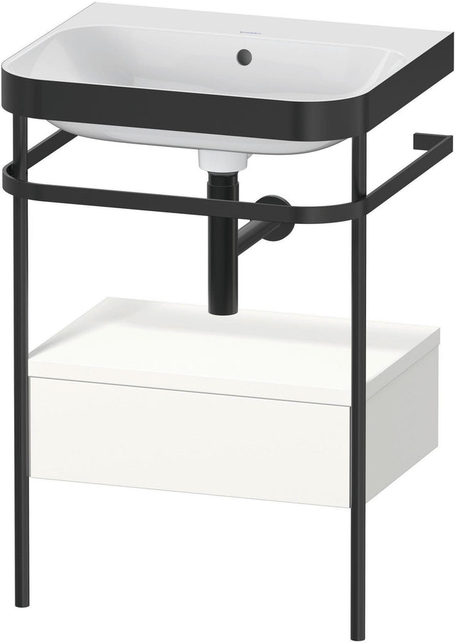 Duravit Happy D.2 c-bonded Waschtischset mit Metallkonsole, 575 mm, Weiß Seidenmatt