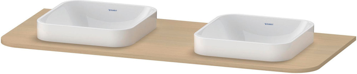 Duravit Happy D.2 Konsole 1300x550x16mm mit 2 Ausschnitten, Beckenposition b., taupe supermatt