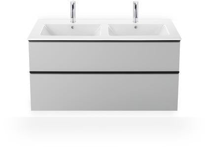 DURAVIT ME by Starck Doppel-Waschtisch 1300 mm, mit Überlauf, je 1 Hahnloch, weiß seidenmatt