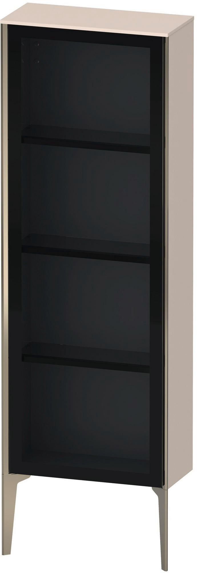 Duravit XViu Halbhochschrank 1330 mm, Glastür, links, mit Tip-on und Soft-Close, basalt matt