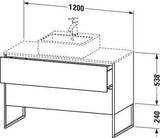 DURAVIT XSquare Konsolenwaschtischunterbau 1200 mm Graphit Supermatt, bodenstehend, 2 Schubkästen