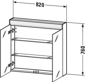 DURAVIT Brioso Spiegelschrank Betongrau 820 mm mit LED-Beleuchtung und Steckdose