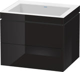Duravit L-Cube c-bonded Waschtischset 600 mm mit Vero Air, 2 Schubkästen, Black Hochglanz