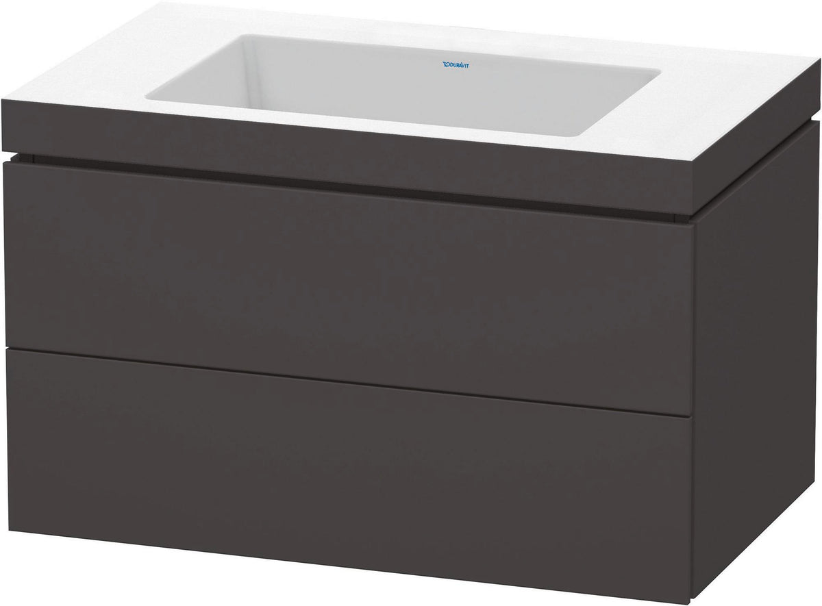 Duravit L-Cube c-bonded Waschtischset 800 mm mit Vero Air Becken, 2 Schubkästen, Schwarz Hochglanz