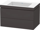 Duravit L-Cube c-bonded Waschtischset 800 mm mit Vero Air Becken, 2 Schubkästen, Schwarz Hochglanz
