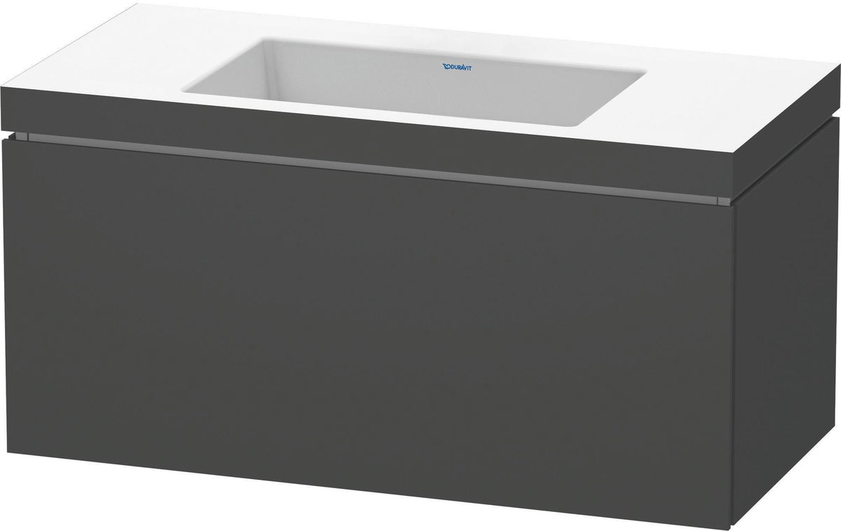 DURAVIT L-Cube c-bonded Waschtischset 1000 mm mit Vero Air, graphit matt, 1 Auszug, wandhängend