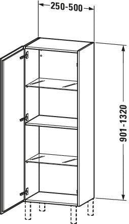 DURAVIT L-Cube Halbhochschrank 250 mm amerikanisch nussbaum, 1 Tür, Anschlag links, wandhängend