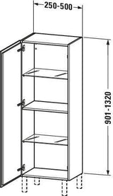 DURAVIT L-Cube Halbhochschrank 250 mm amerikanisch nussbaum, 1 Tür, Anschlag links, wandhängend
