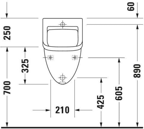 DURAVIT Urinal Starck 3, Zulauf von hinten, ohne Deckel, ohne Fliege, weiß