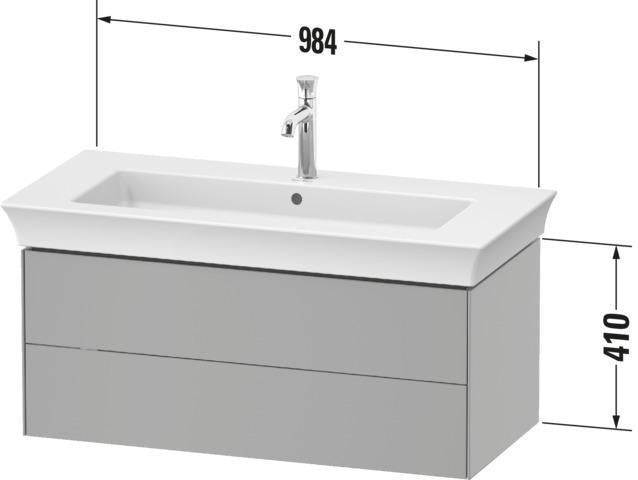 DURAVIT White Tulip Waschtischunterbau 984 mm, 2 Schubkästen, Weiß Seidenmatt, Philippe Starck