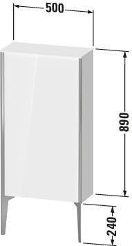 DURAVIT XViu Halbhochschrank 500x240x890mm, 1 Tür, Tip-on, Taupe Seidenglanzmatt
