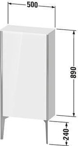 DURAVIT XViu Halbhochschrank 500x240x890mm, 1 Tür, Tip-on, Taupe Seidenglanzmatt