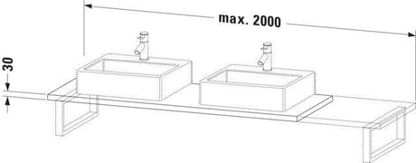 Duravit DuraStyle Konsole variabel 2 Ausschnitte 30x550x800-2000 mm Eiche Terra