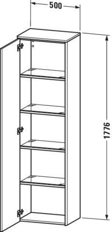 DURAVIT XSquare Hochschrank 1776 mm Eiche Schwarz, wandstehend, 1 Tür, Tip-On & Soft-Close