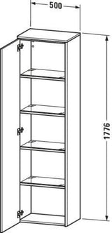 DURAVIT XSquare Hochschrank 1776 mm Eiche Schwarz, wandstehend, 1 Tür, Tip-On & Soft-Close