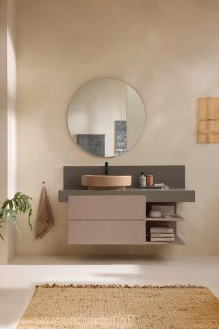 DURAVIT Balcoon Konsole 1400x370x550 mm mit Ausschnitt links, Lava Struktur