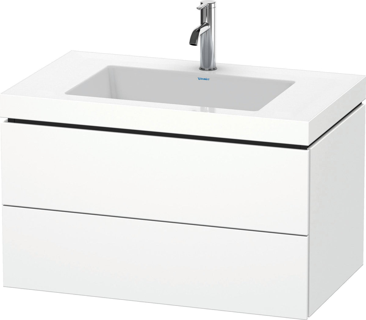 Duravit L-Cube c-bonded Waschtischset 800 mm mit Vero Air Becken, 2 Schubkästen, Schwarz Hochglanz