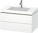 Duravit L-Cube c-bonded Waschtischset 800 mm mit Vero Air Becken, 2 Schubkästen, Schwarz Hochglanz