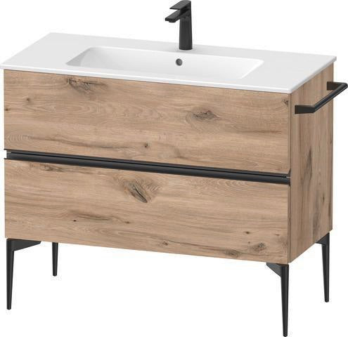 Duravit Sivida Waschtischunterbau 1010 mm bodenstehend, 2 Schubkästen, Soft-Close, Weiß Matt/Chrom